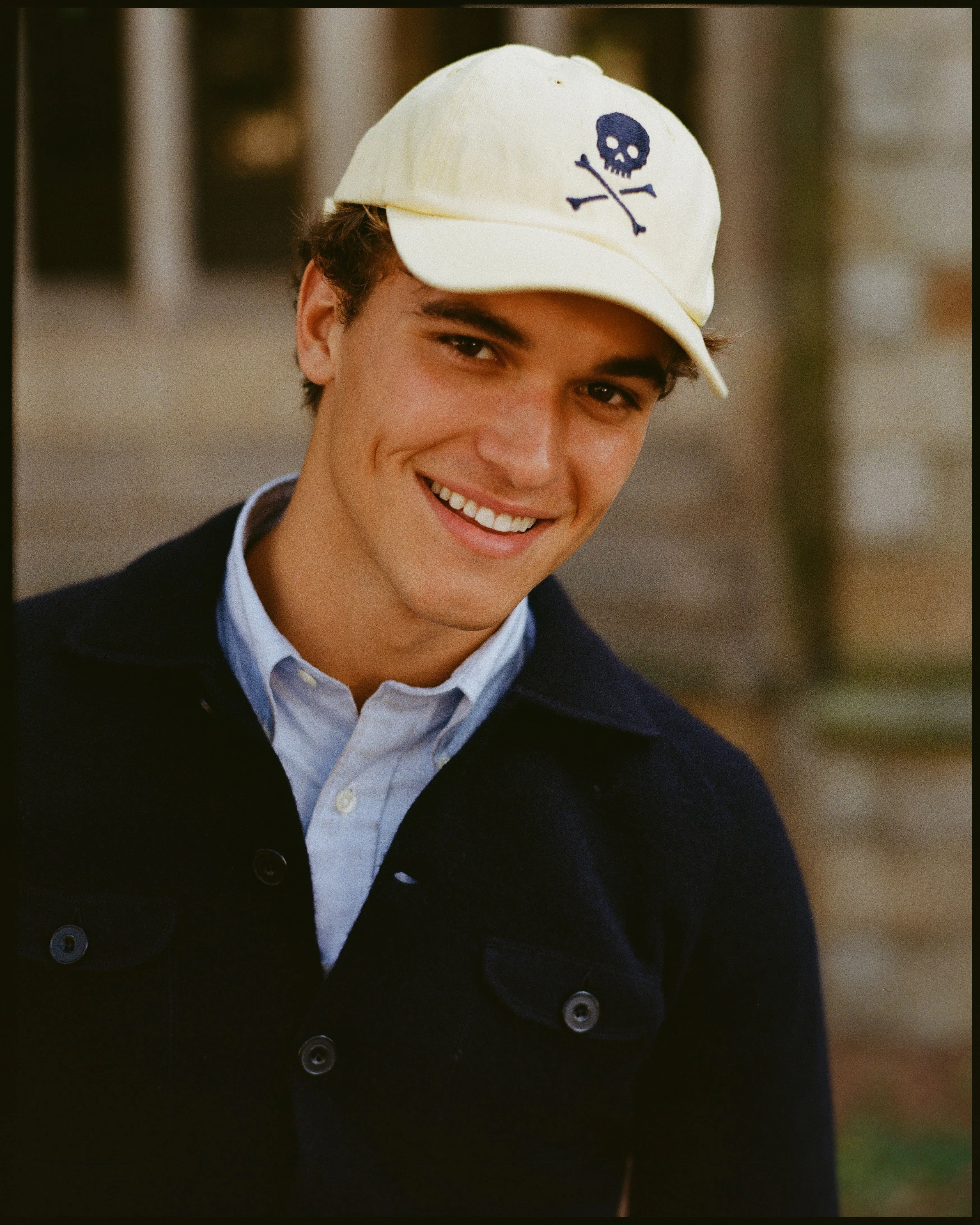 Made-in-USA Yellow Skull & Bones Embroidered Dad Hat sold by J. Press product image thumbnail 3