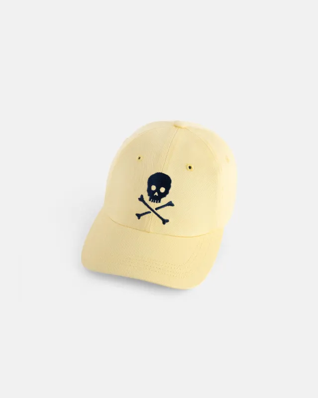 Made-in-USA Yellow Skull & Bones Embroidered Dad Hat made by J. Press