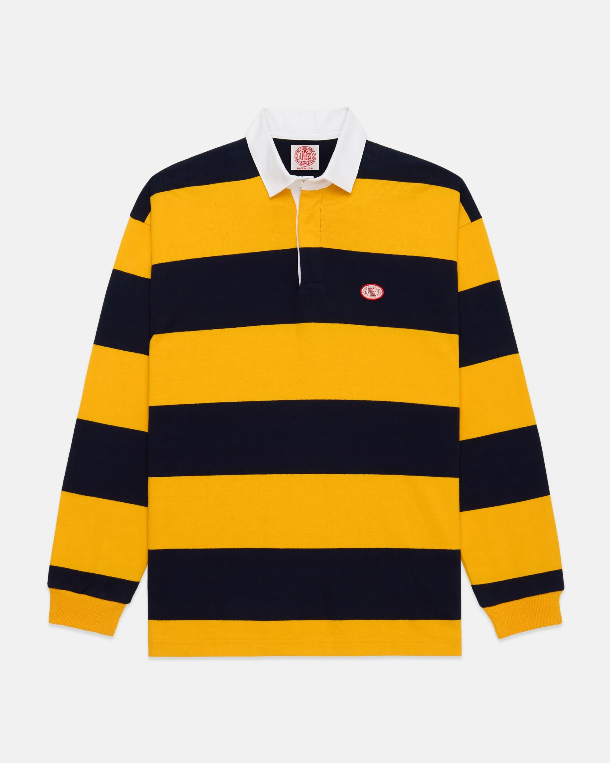Made-in-USA Yellow Guard Stripe J. Press Seal Cotton Rugby sold by J. Press