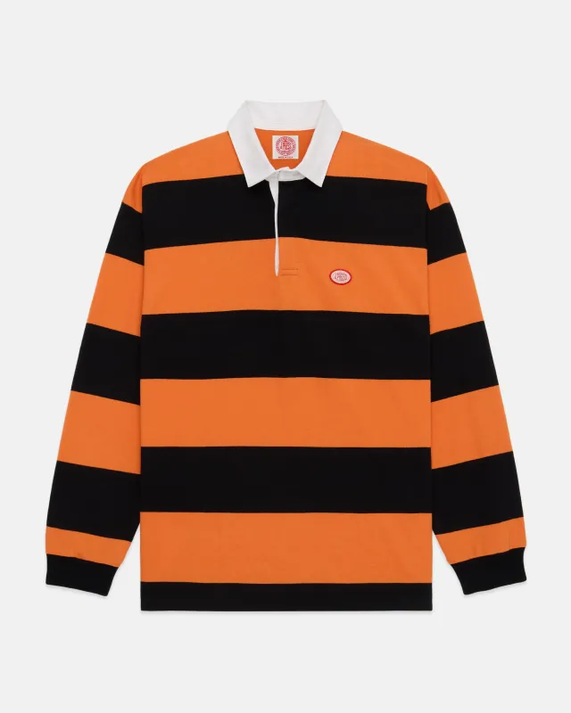Made-in-USA Orange Guard Stripe J. Press Seal Cotton Rugby sold by J. Press