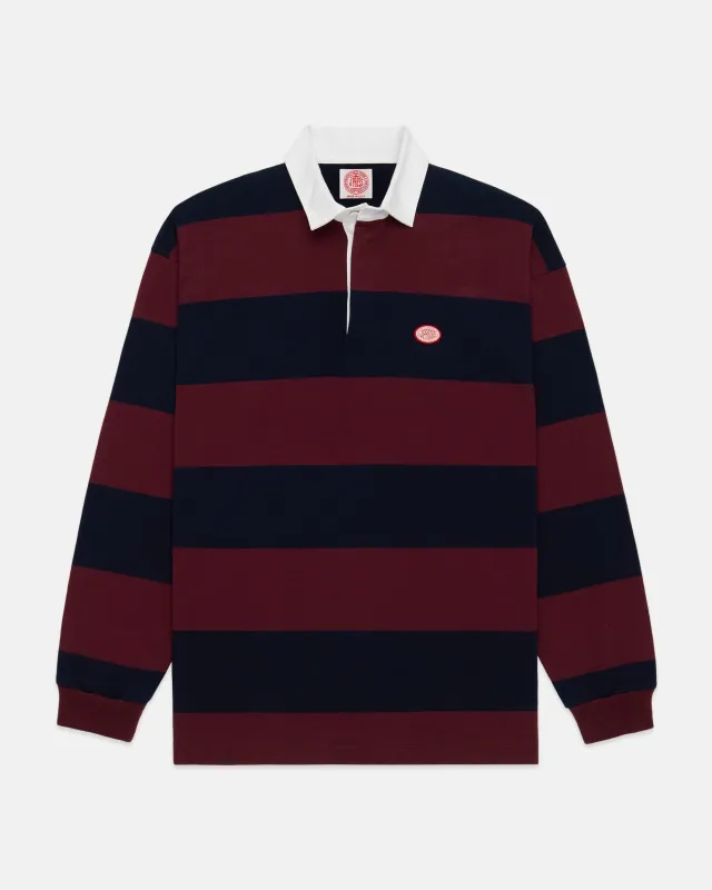Made-in-USA Burgundy Guard Stripe J. Press Seal Cotton Rugby sold by J. Press