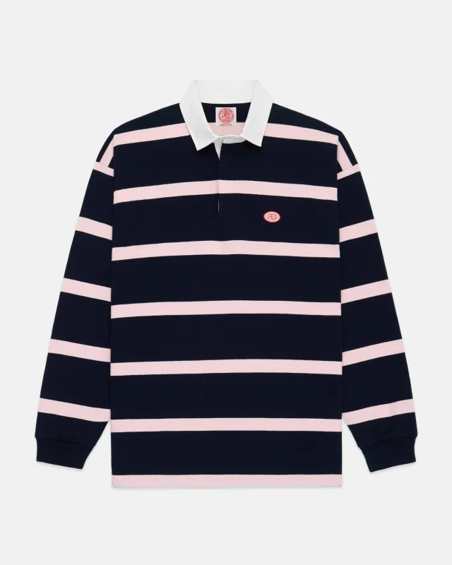 Made-in-USA Pink Bar Stripe J. Press Seal Cotton Rugby sold by J. Press