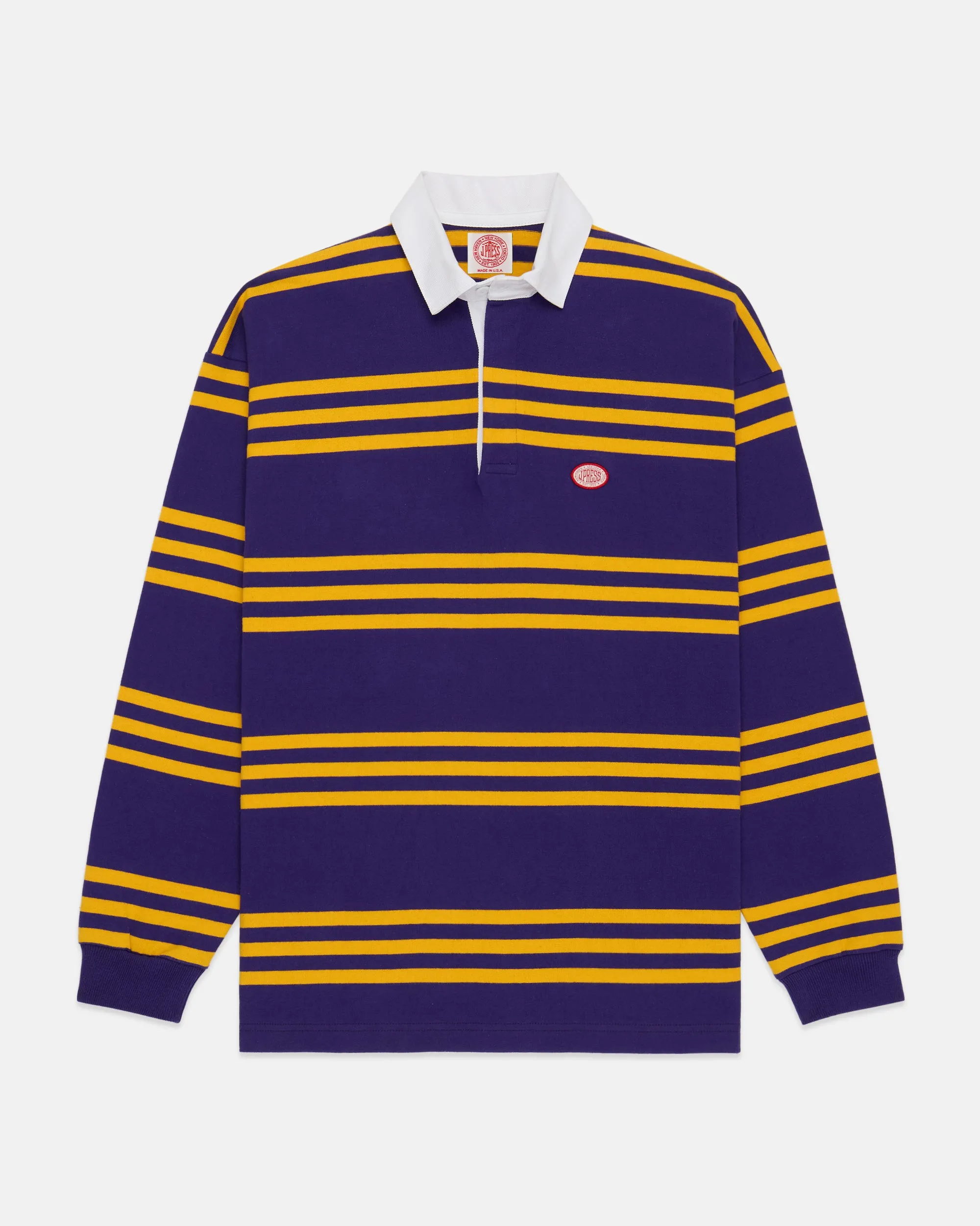 Made-in-USA Purple Triple Stripe J. Press Seal Cotton Rugby sold by J. Press