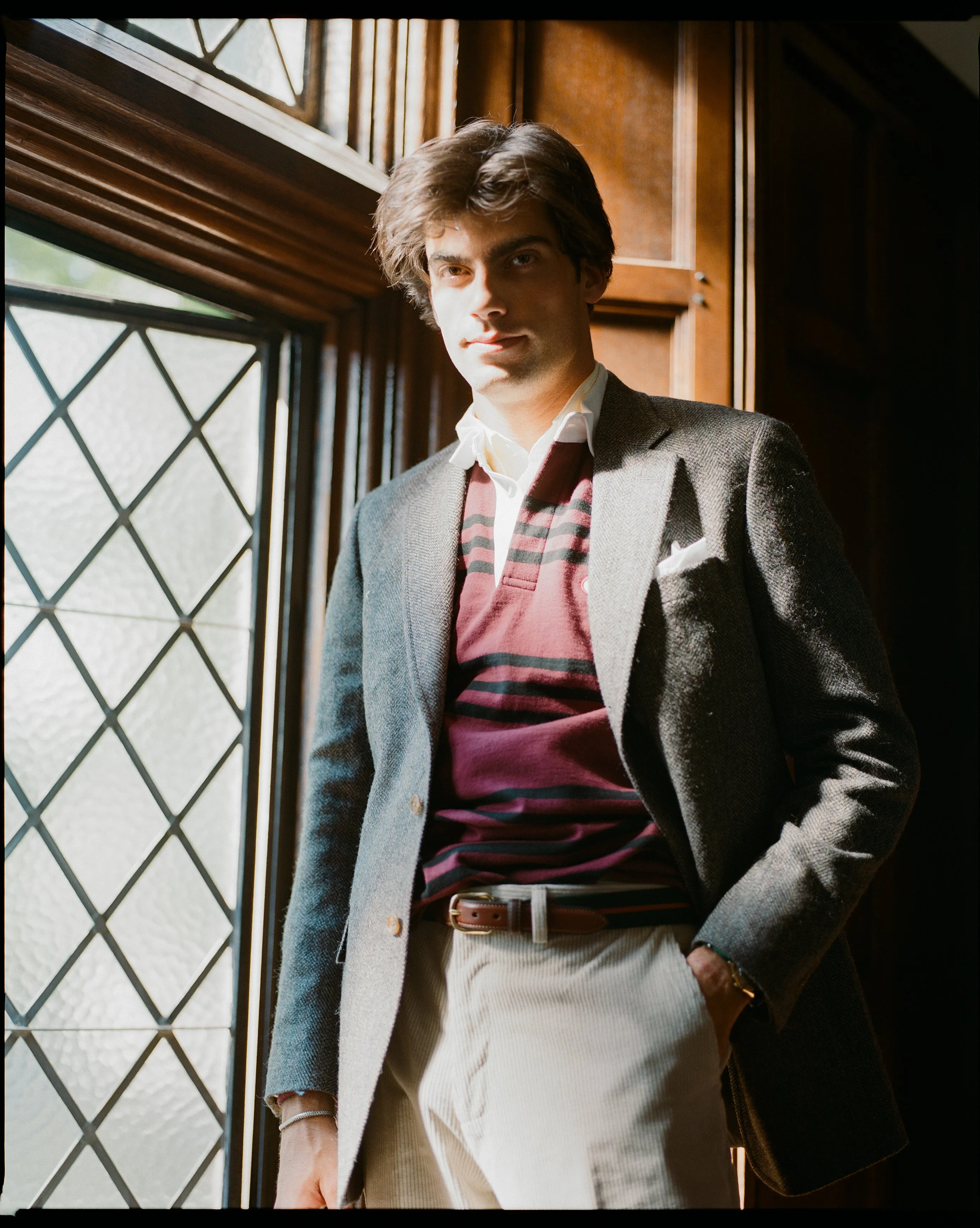 Made-in-USA Burgundy Triple Stripe J. Press Seal Cotton Rugby sold by J. Press product image thumbnail 4