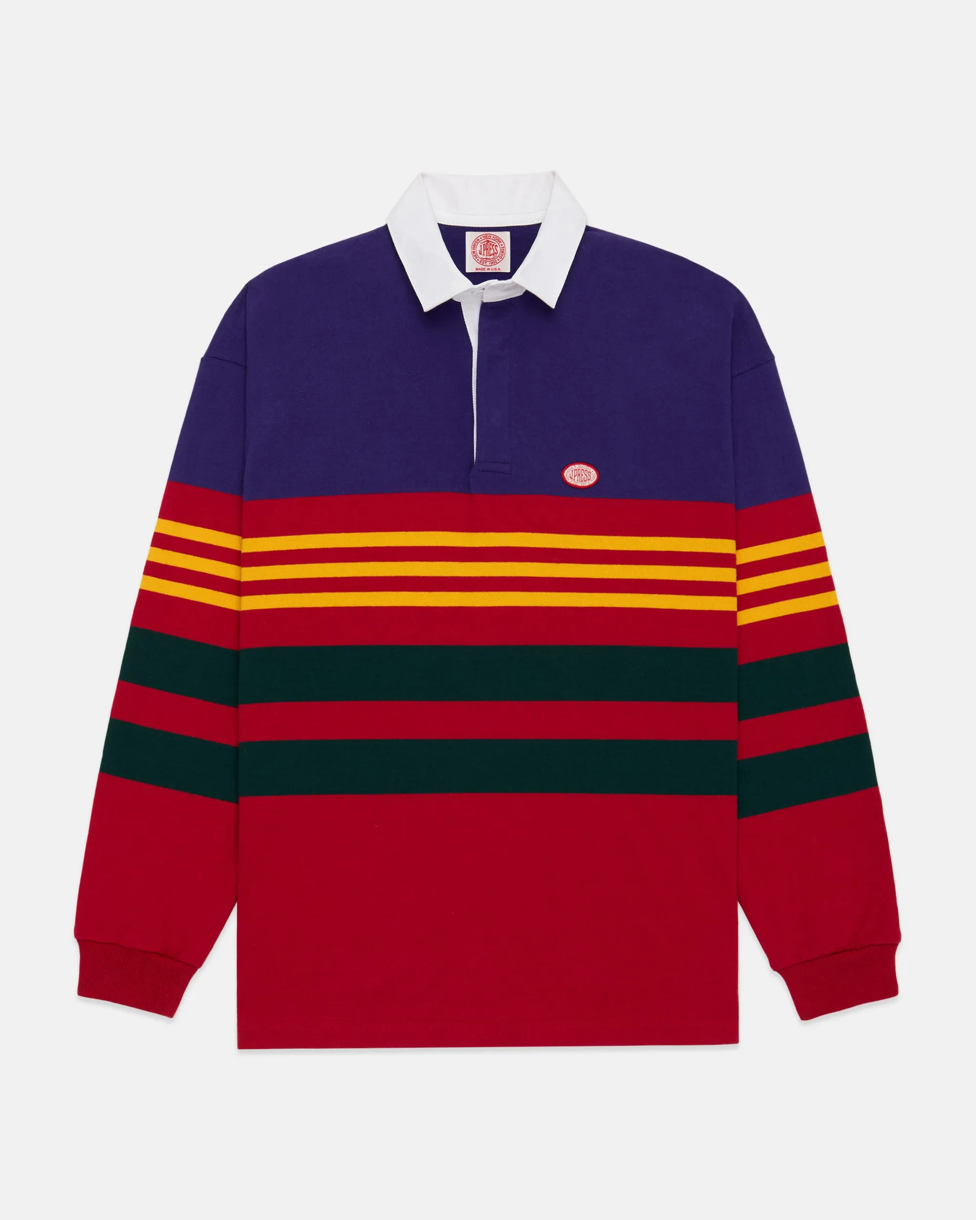 Made-in-USA Multi-stripe J. Press Seal Cotton Rugby sold by J. Press