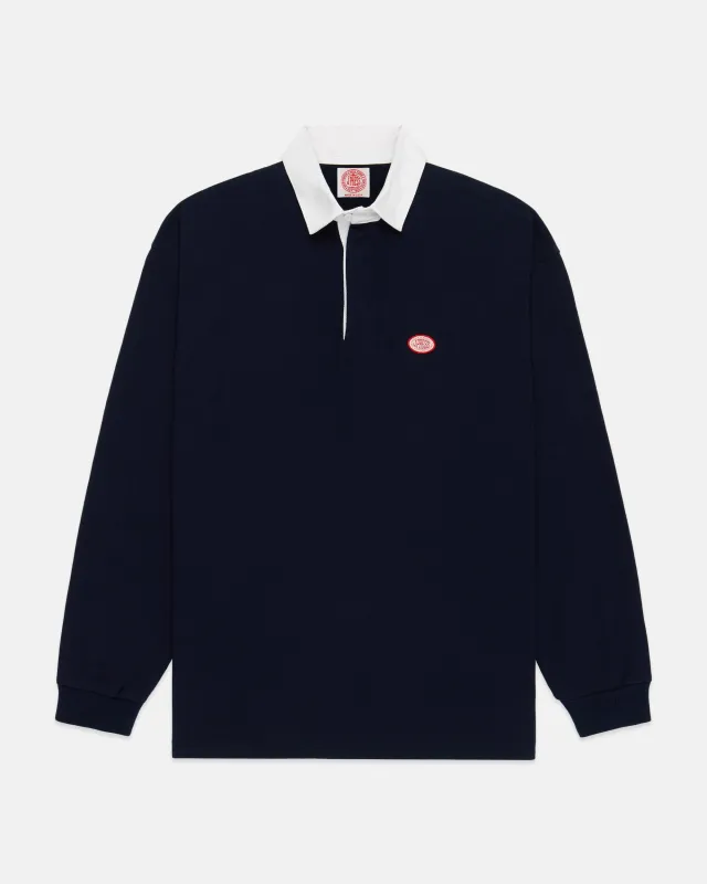 Made-in-USA Solid Navy J. Press Seal Rugby Shirt made by J. Press