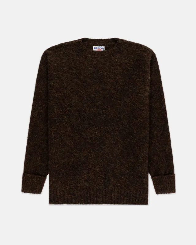 Made-in-Scotland Dark Brown Mix Shaggy Dog Sweater - Classic Fit sold by J. Press