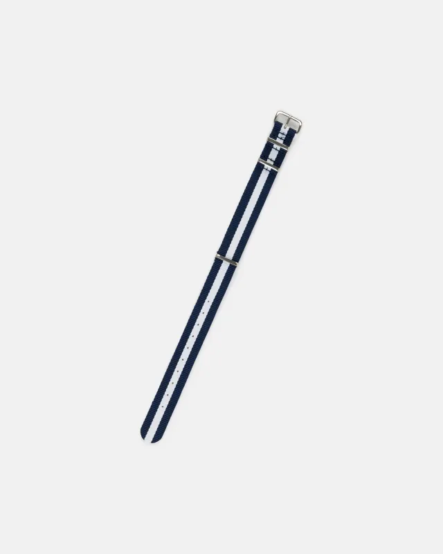 Navy & White Stripe Nylon Watch Strap sold by J. Press