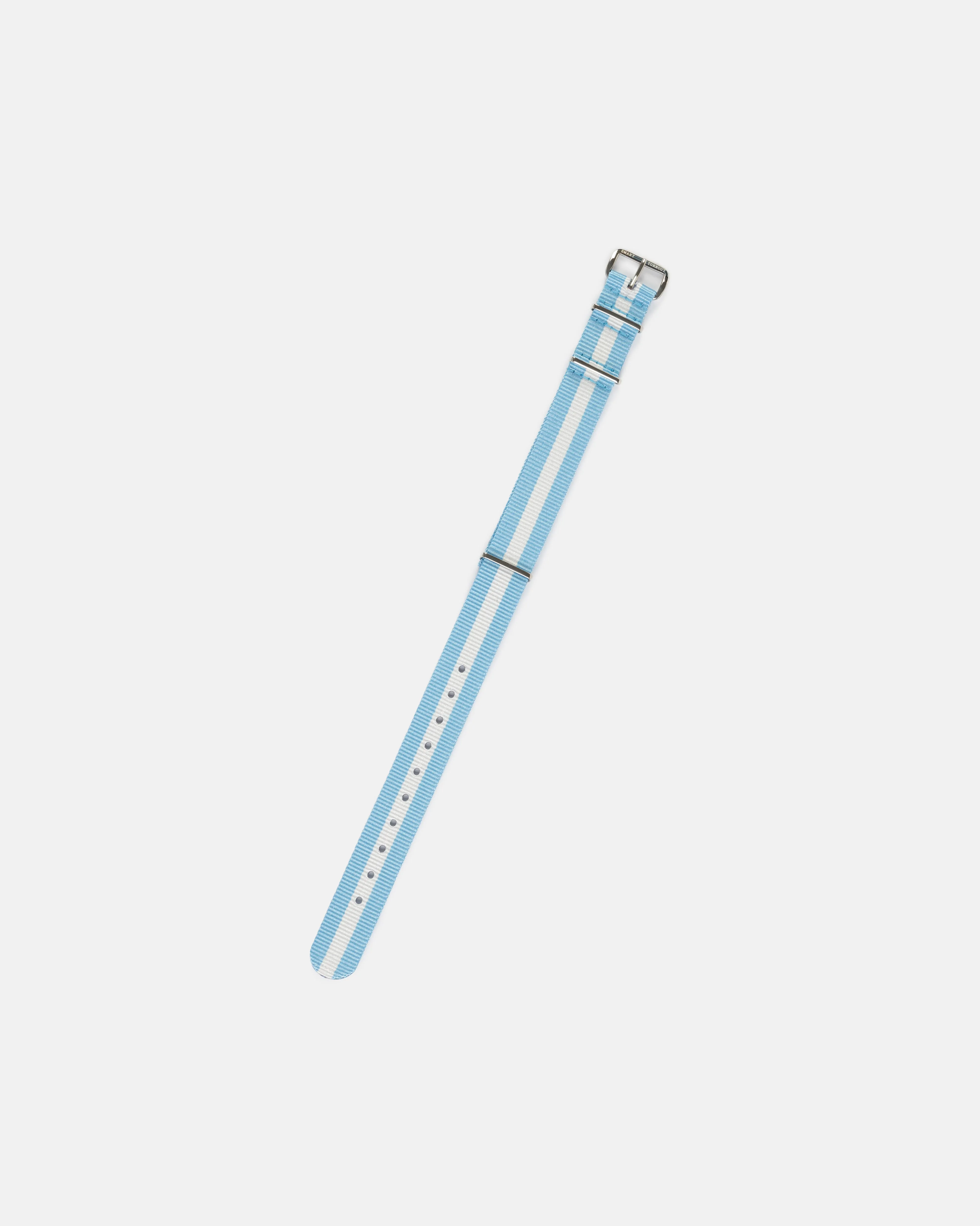 Light Blue & White Stripe Nylon Watch Strap sold by J. Press