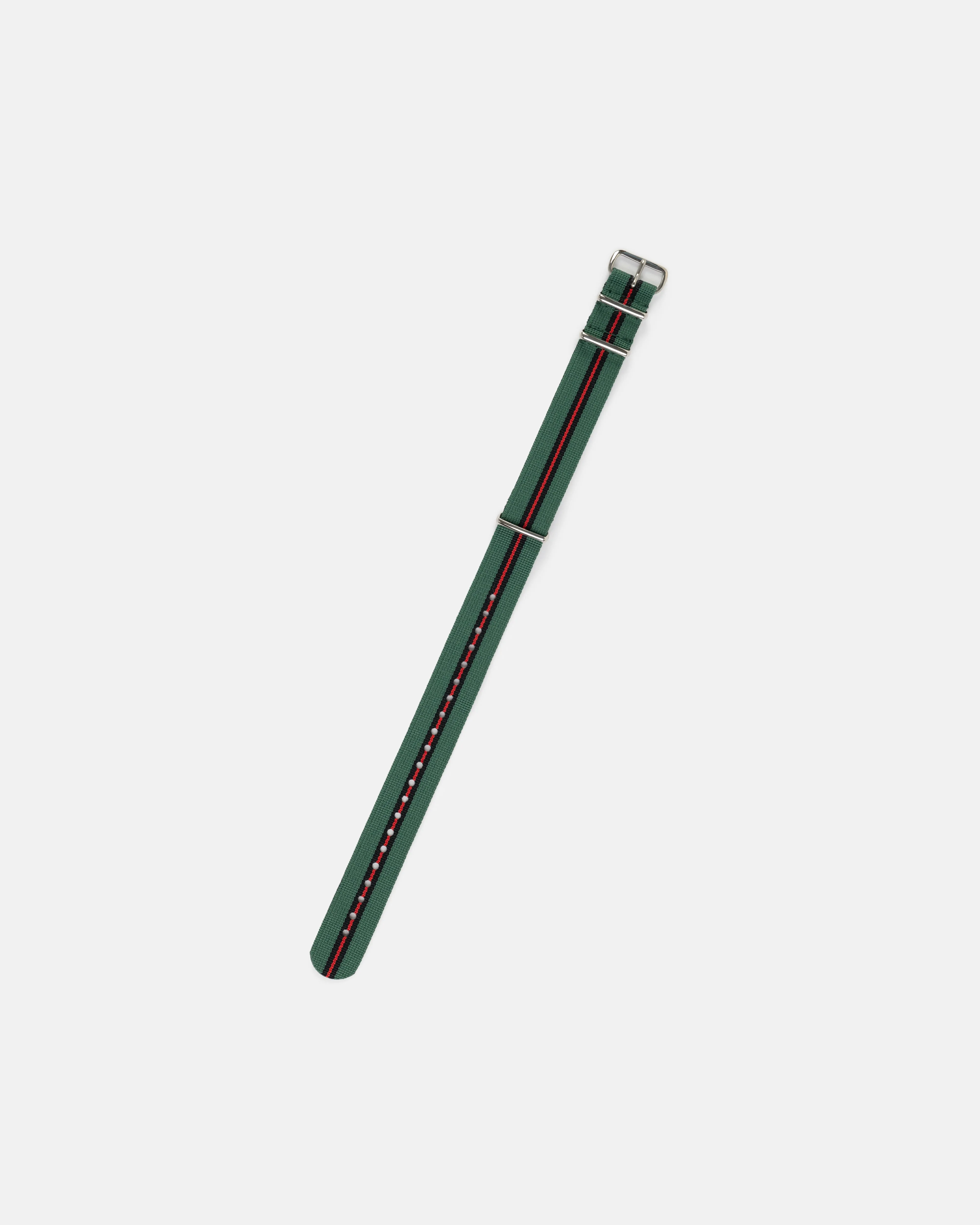 The Rifles Regimental Stripe Nylon Watch Strap sold by J. Press
