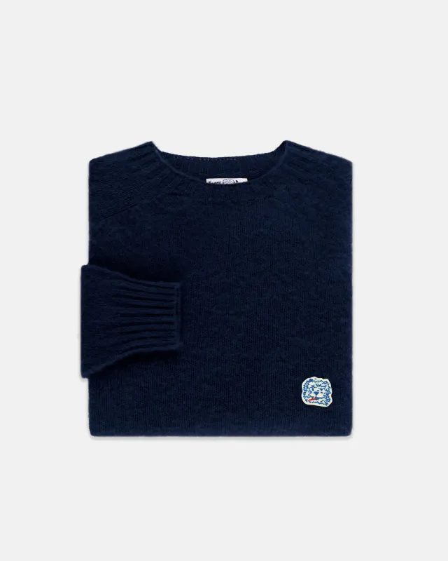 Made-in-Scotland Navy Shaggy Dog Icon Sweater  - Trim Fit sold by J. Press
