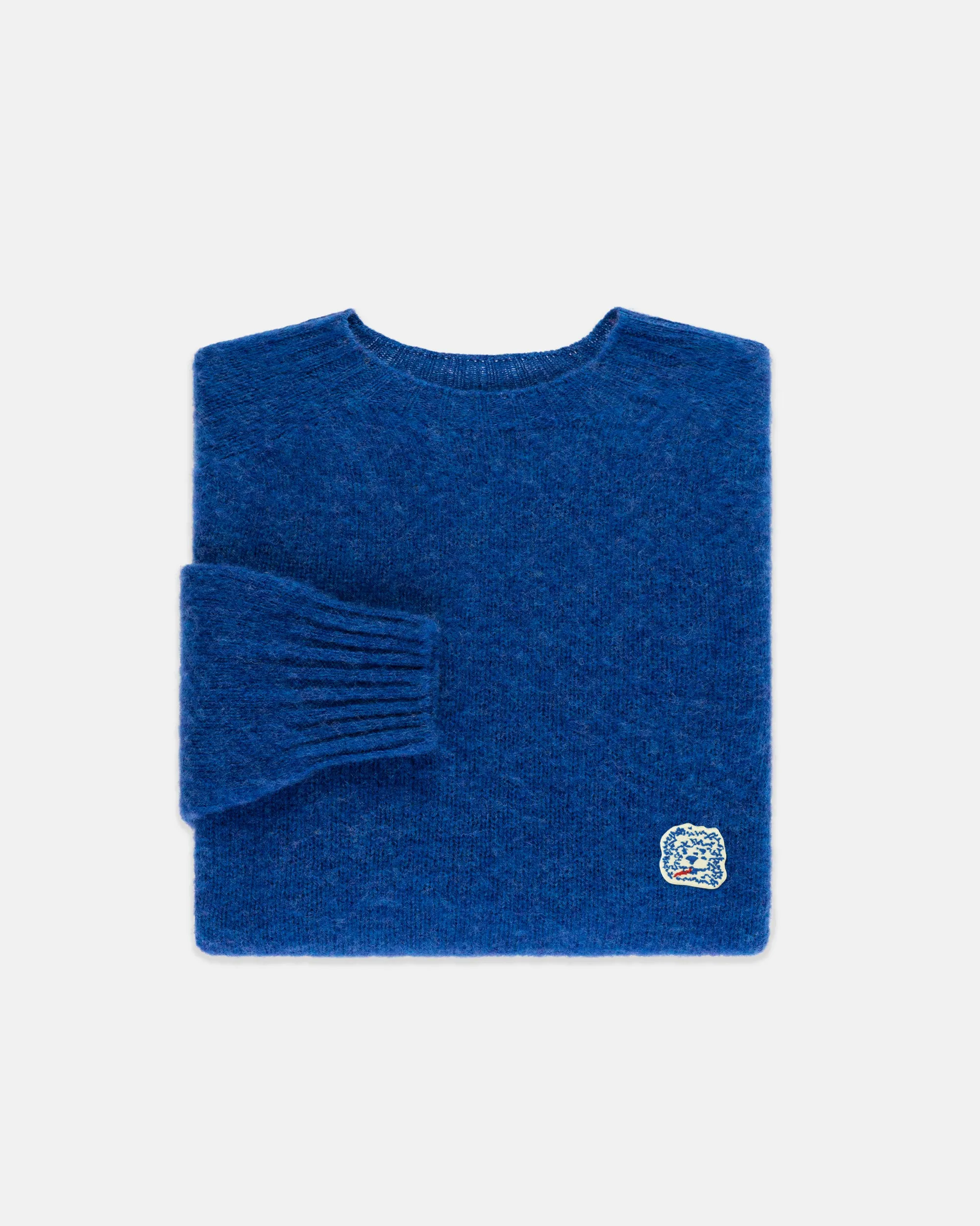 Made-in-Scotland Medium Blue Shaggy Dog Icon Sweater - Trim Fit sold by J. Press
