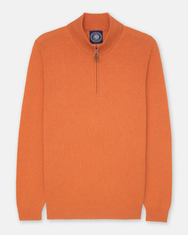 Orange Lambswool Quarter Zip-up Sweater sold by J. Press
