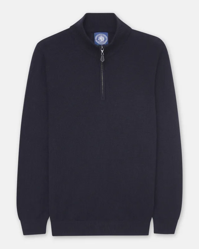 Navy Lambswool Quarter Zip-up Sweater sold by J. Press
