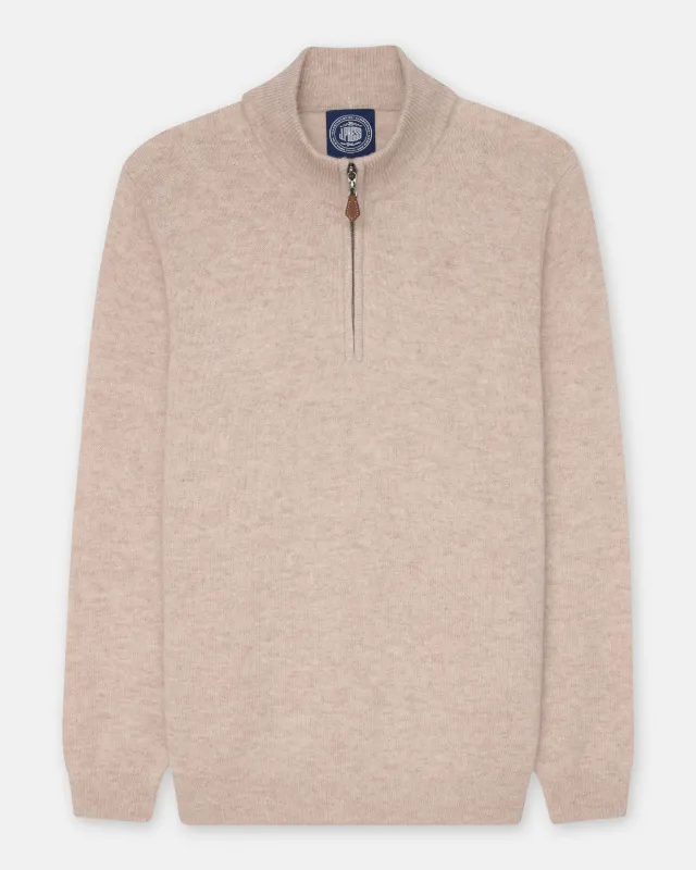 Tan Lambswool Quarter Zip-up Sweater sold by J. Press