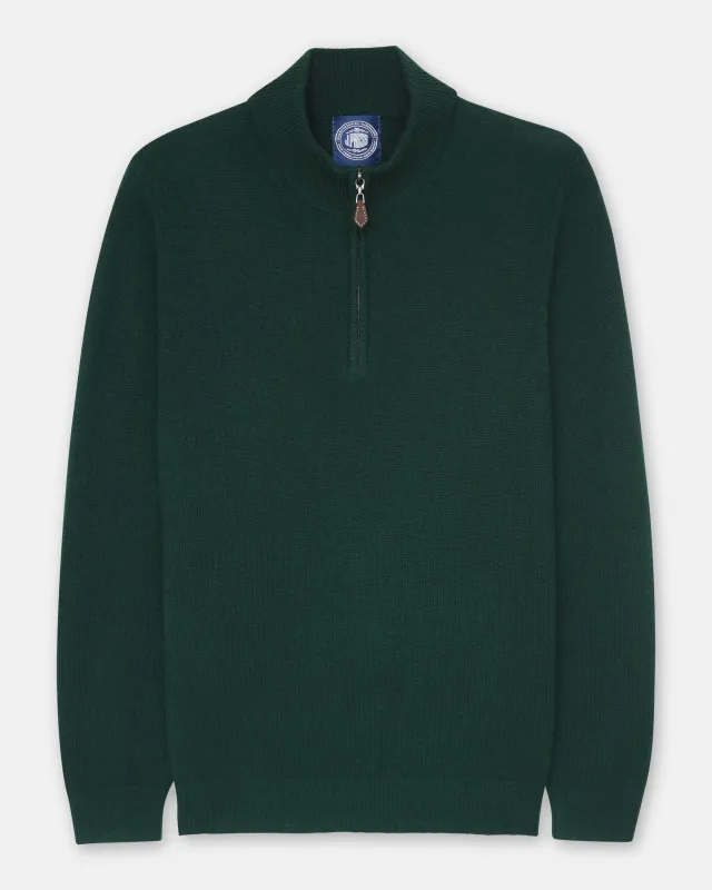 Bottle Green Lambswool Quarter Zip-up Sweater sold by J. Press