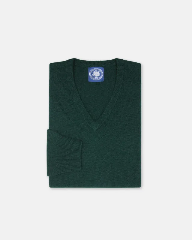 Tartan Green Lambswool V-neck Sweater sold by J. Press