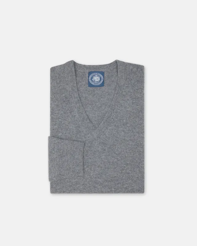 Grey Mix Lambswool V-neck Sweater sold by J. Press