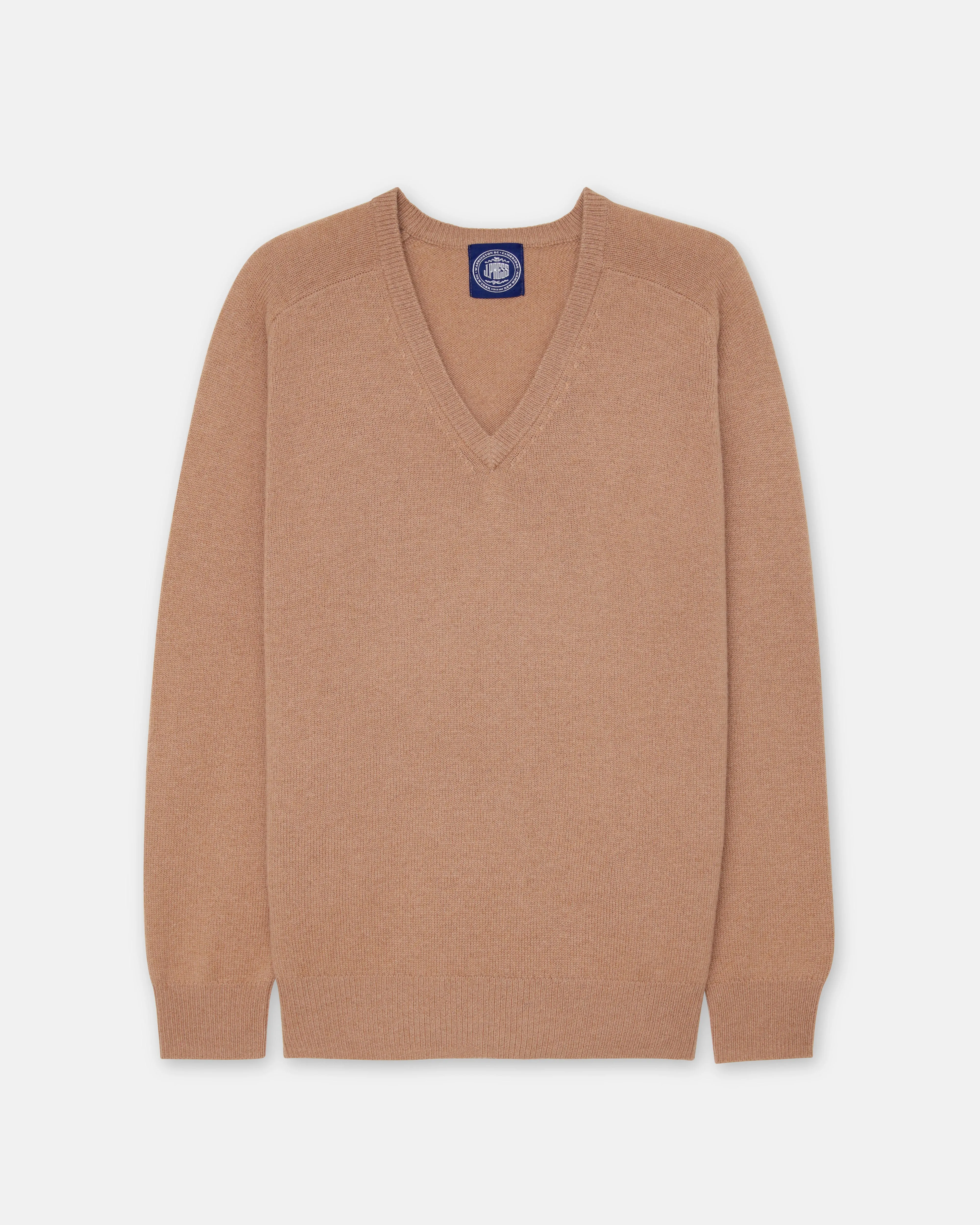Camel Lambswool V-neck Sweater sold by J. Press product image thumbnail 2