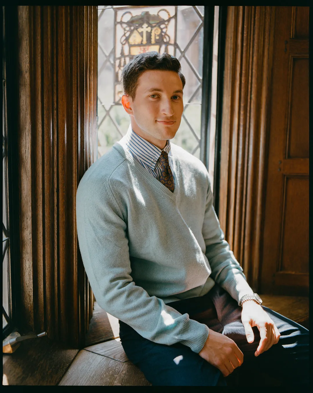 Light Blue Lambswool V-neck Sweater sold by J. Press product image thumbnail 4