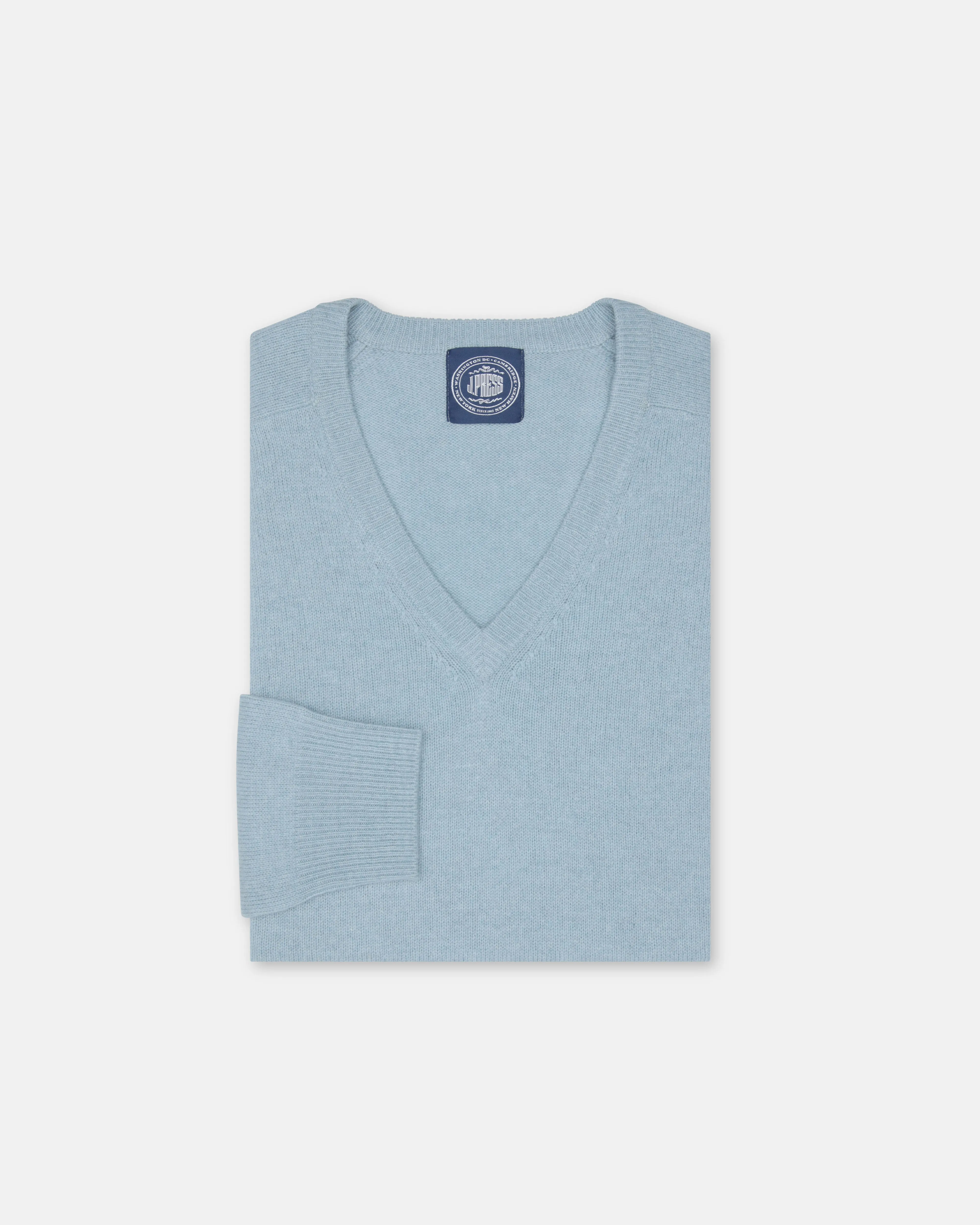 Light Blue Lambswool V-neck Sweater sold by J. Press