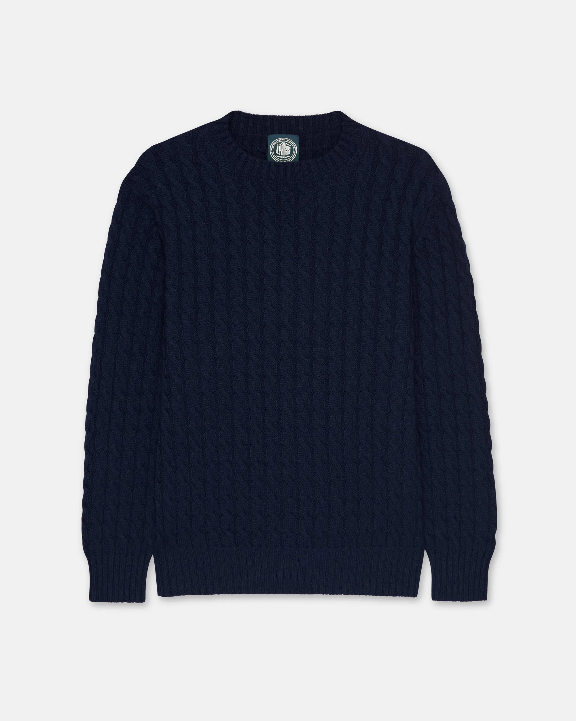 Made-in-Scotland Navy Cable Knit Cashmere Sweater sold by J. Press product image thumbnail 3