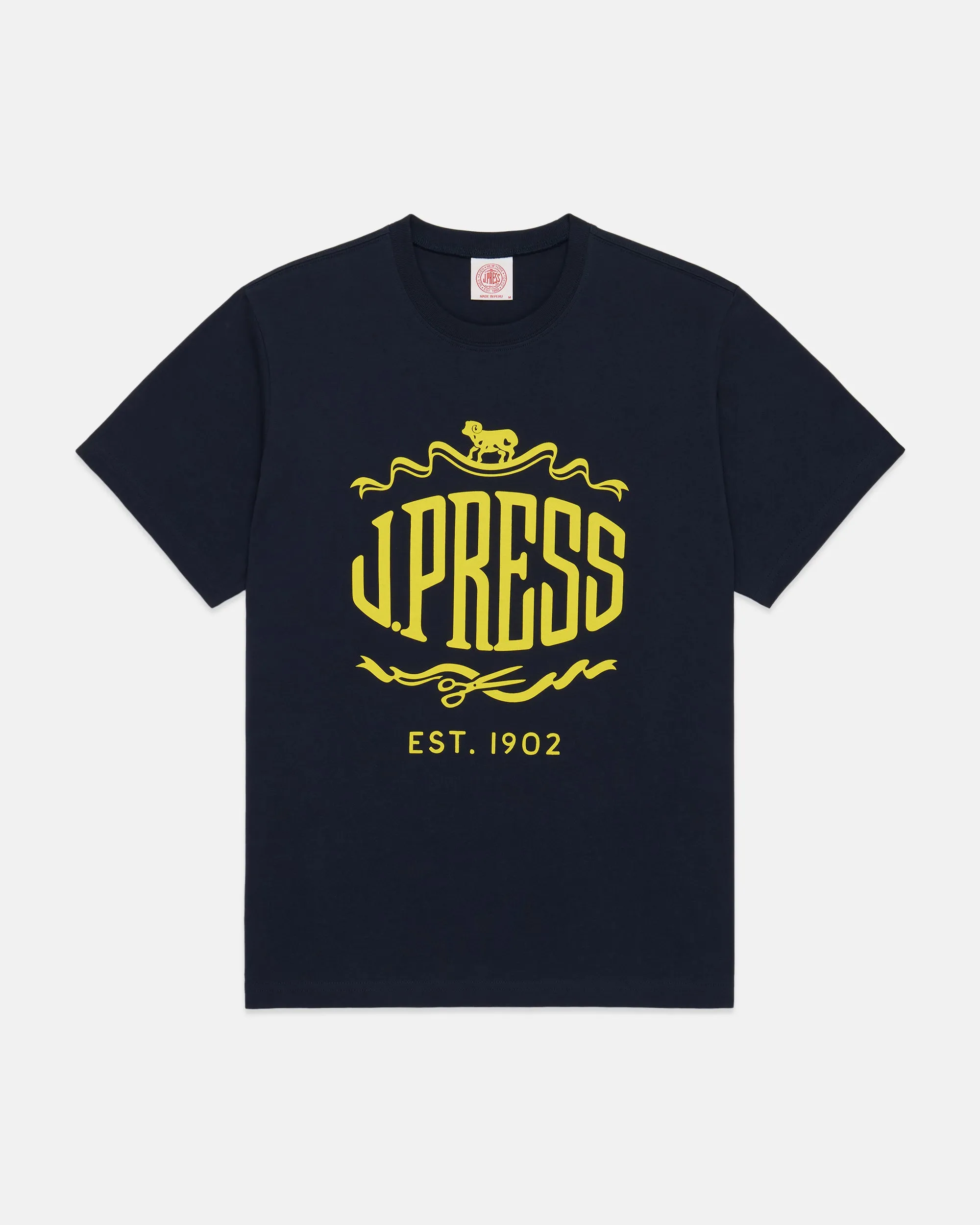 Navy J. Press "Sheep & Shears" Logo T-Shirt sold by J. Press
