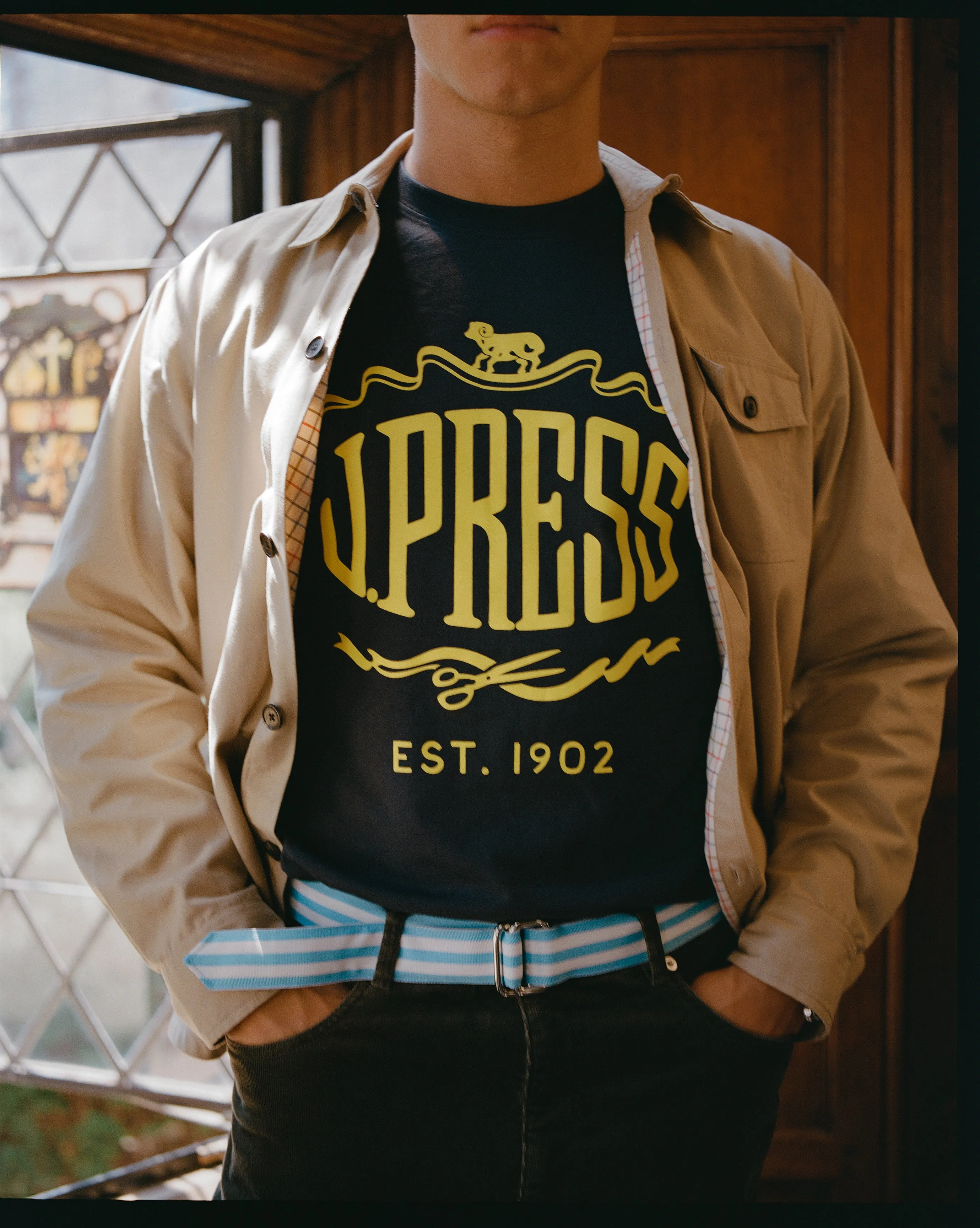 Navy J. Press "Sheep & Shears" Logo T-Shirt sold by J. Press product image thumbnail 2