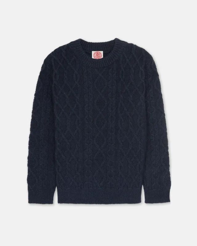 Made-in-Norway Navy Aran Knit Sweater sold by J. Press