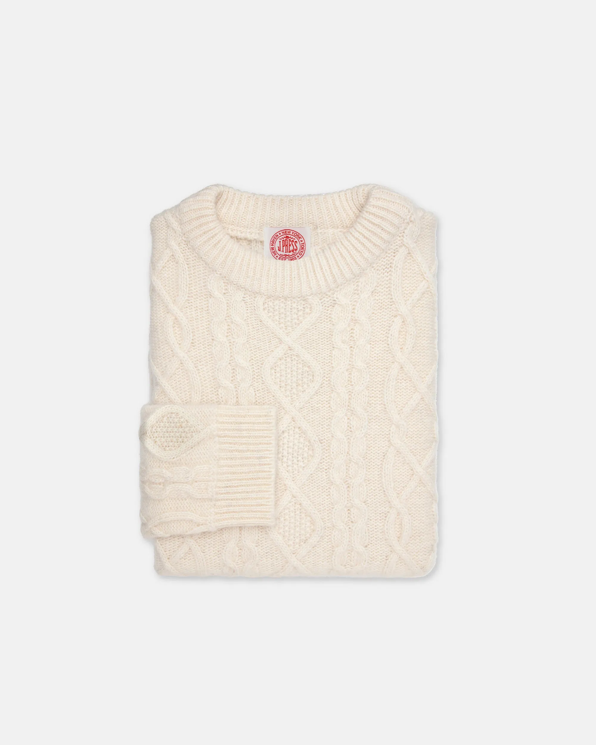 Made-in-Norway Cream Aran Knit Sweater sold by J. Press product image thumbnail 2
