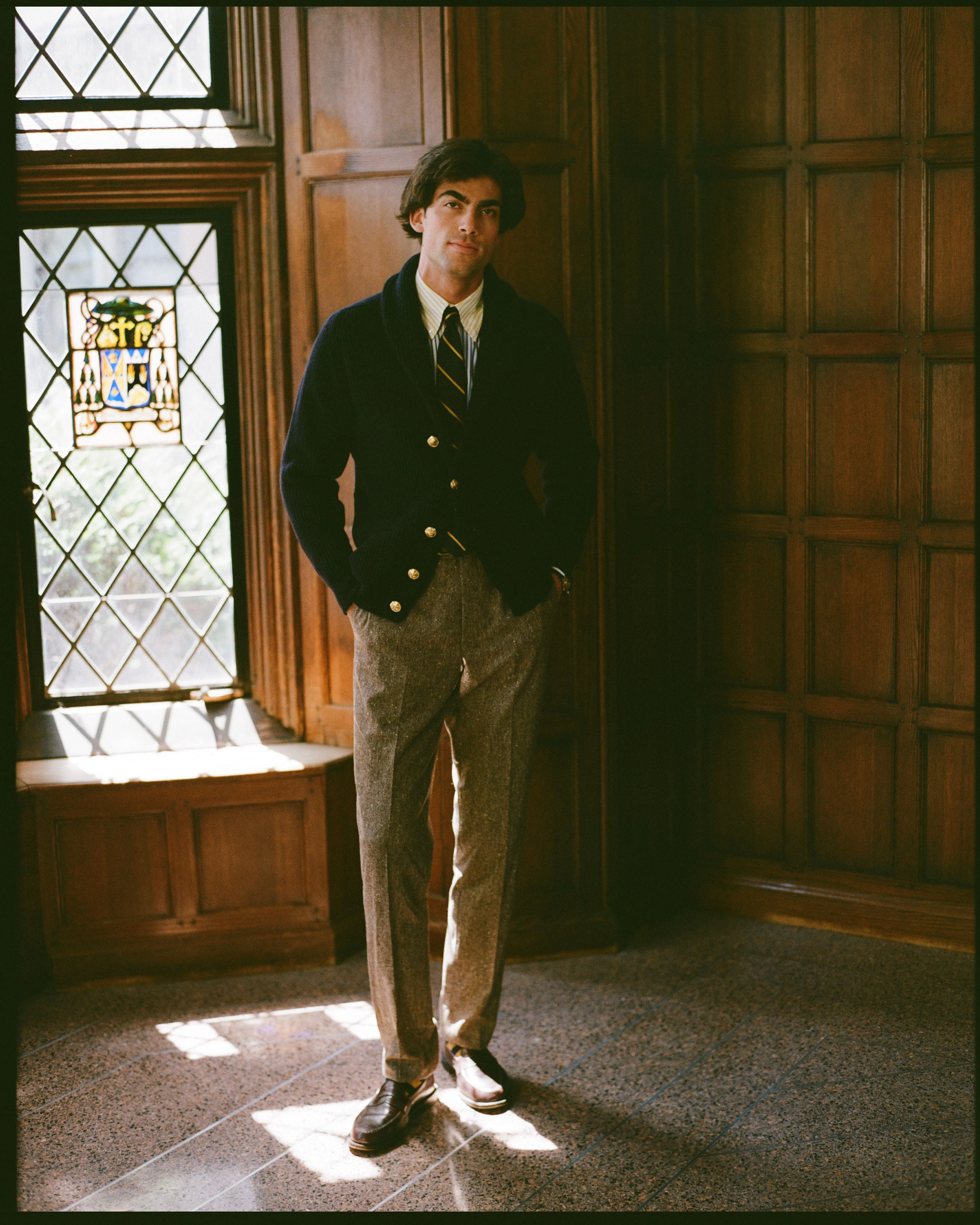 Made-in-Scotland Lambswool Blazer Cardigan sold by J. Press