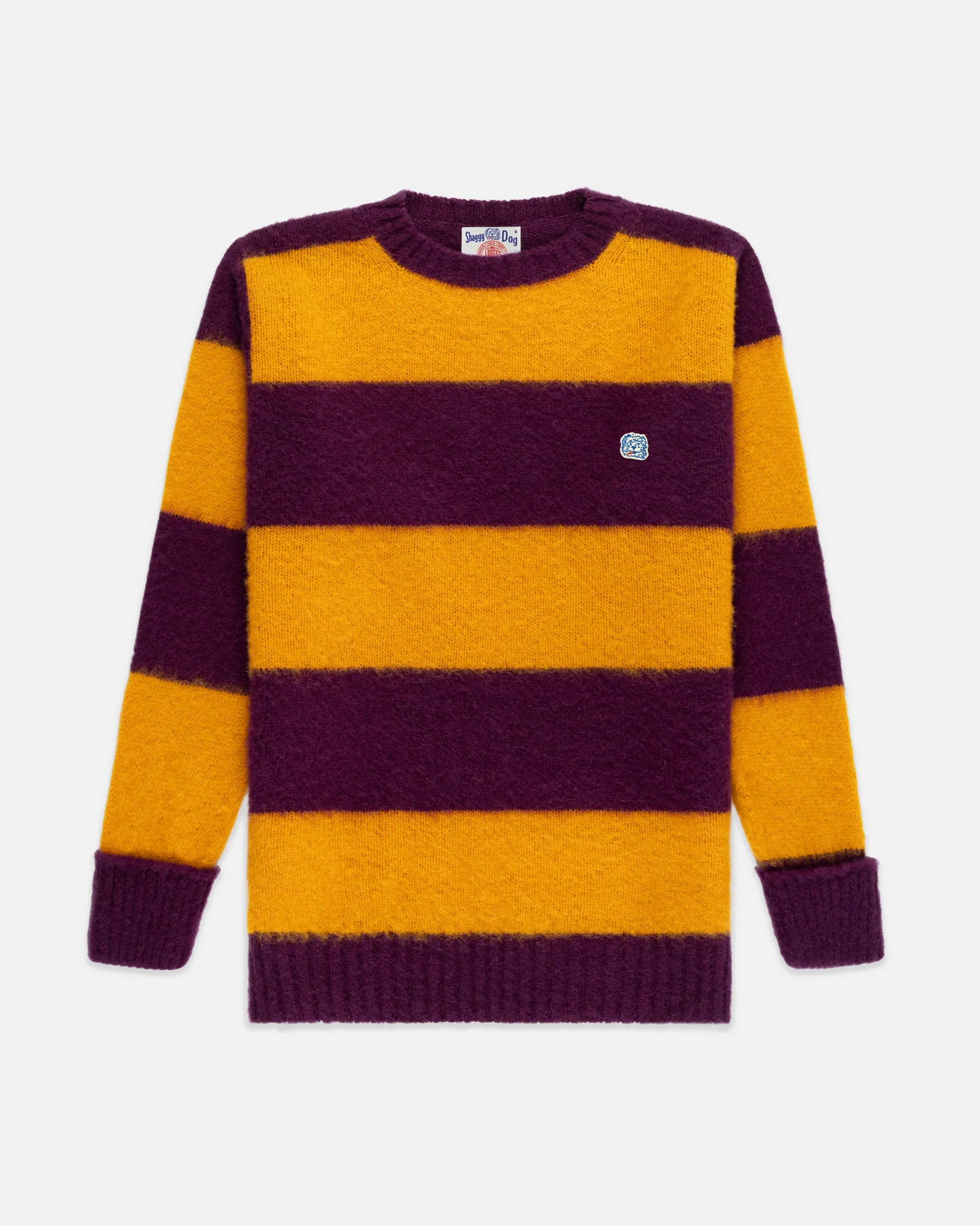 Made-in-Scotland Purple & Yellow Stripe Shaggy Dog Icon Sweater - Classic Fit sold by J. Press product image thumbnail 2