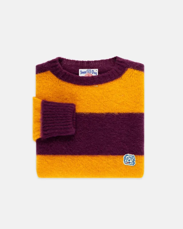 Made-in-Scotland Purple & Yellow Stripe Shaggy Dog Icon Sweater - Classic Fit sold by J. Press