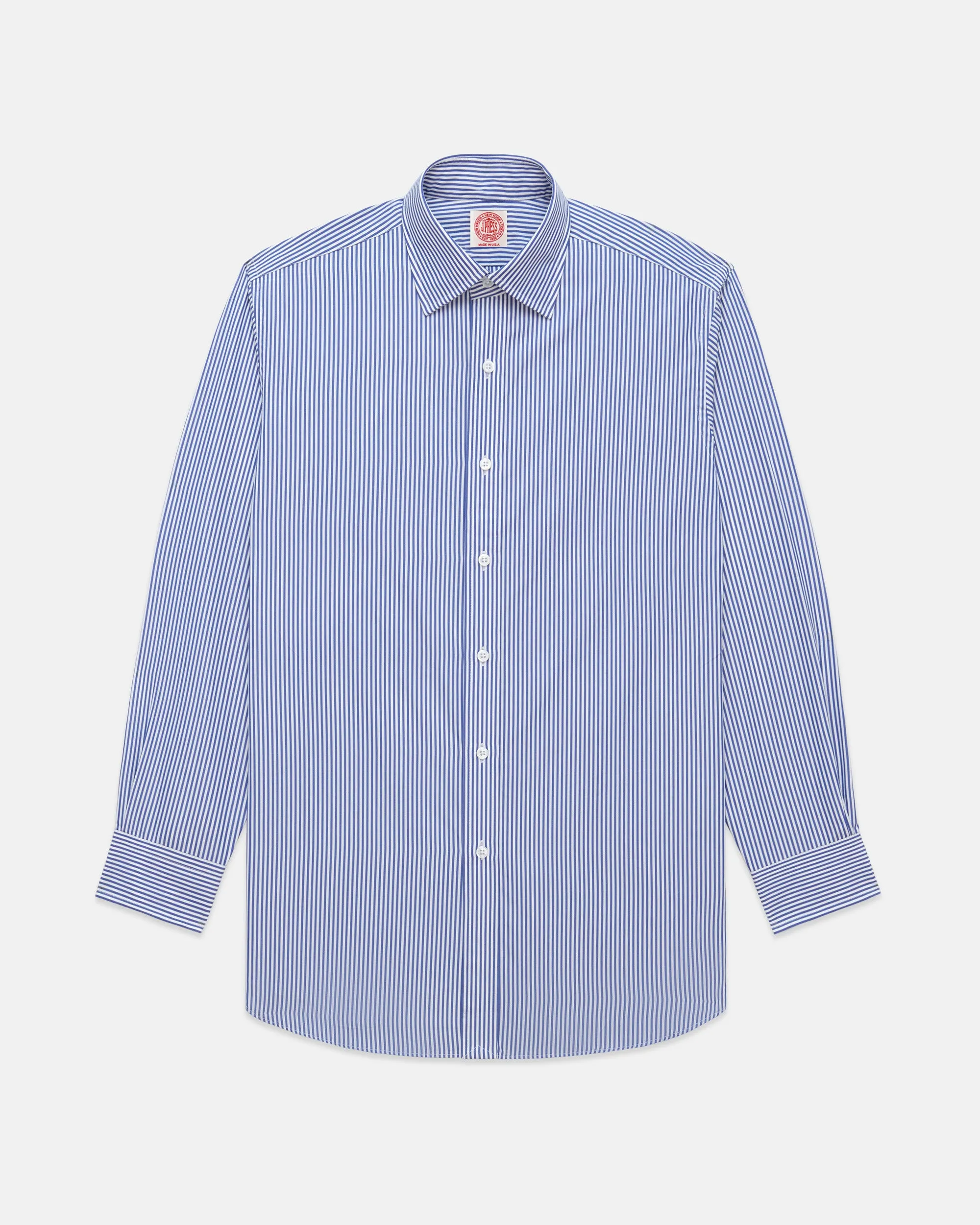 Made-in-USA Thomas Mason Navy Bengal Stripe Spread Collar Dress Shirt - Regular Fit sold by J. Press product image thumbnail 2