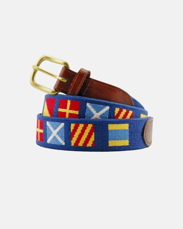 Dark 'N' Stormy Navy Needlepoint Belt made by J. Press