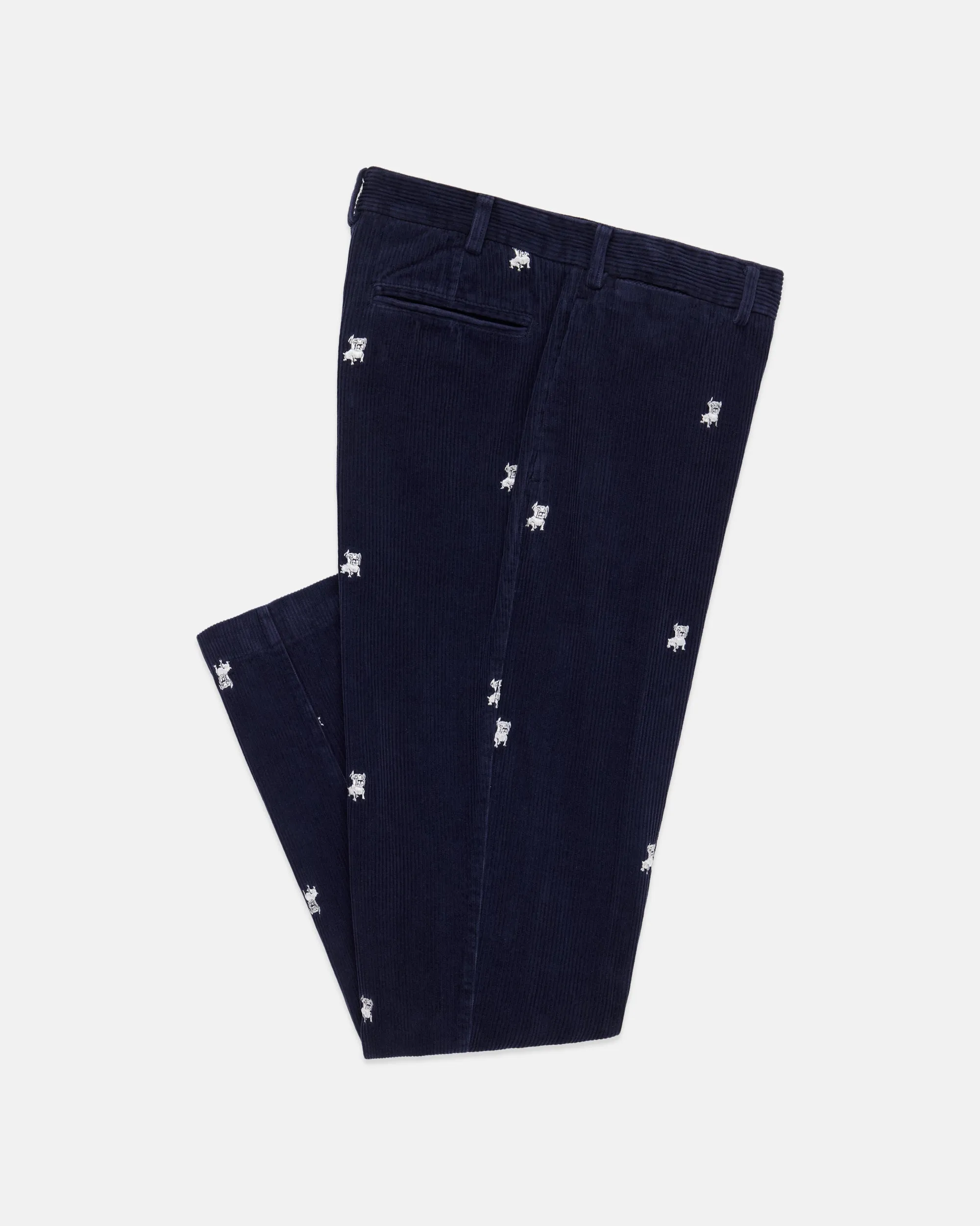 Bulldog Wide Navy Wale Corduroy Critter Pant sold by J. Press