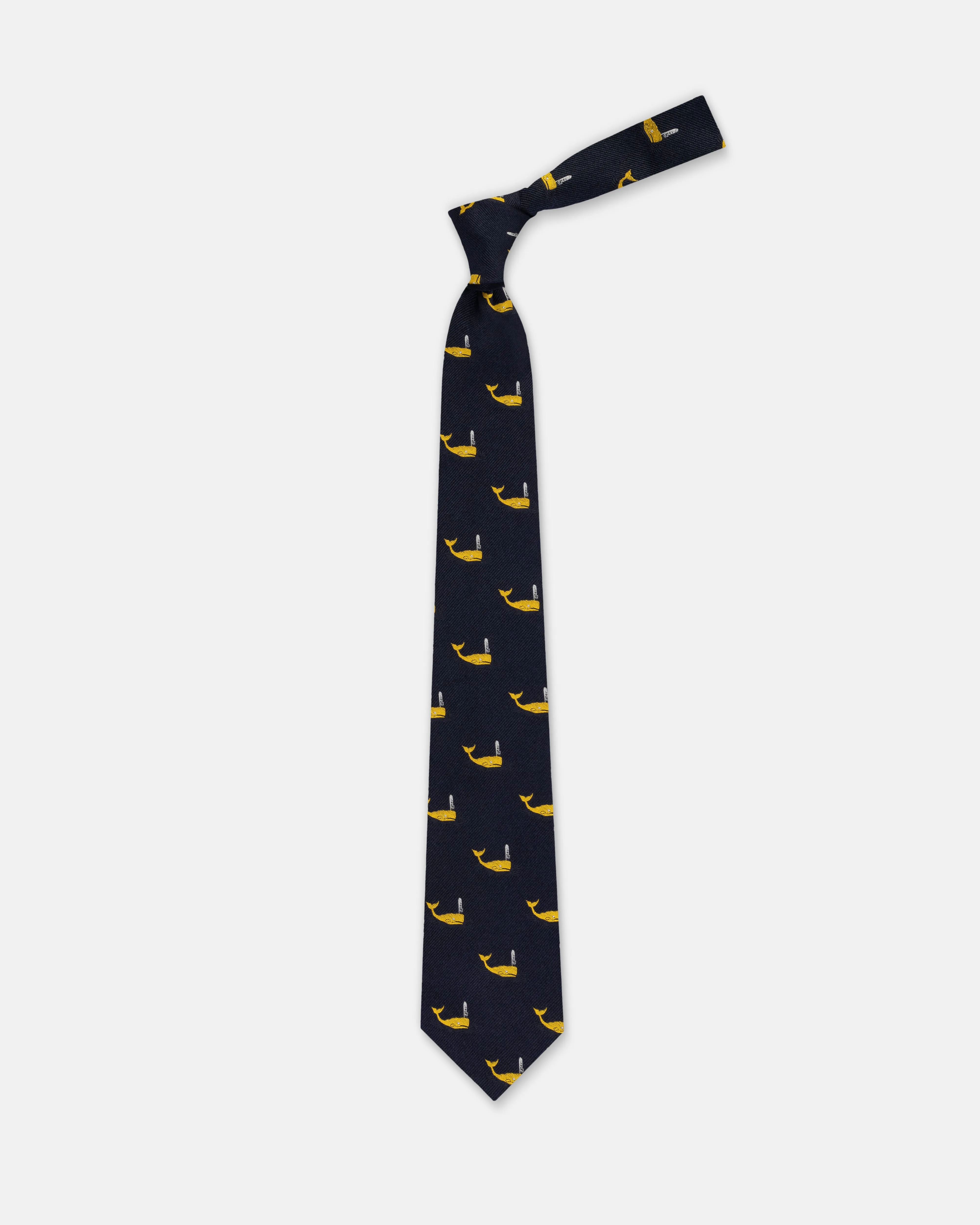 Made-in-USA Navy Whales Club Tie sold by J. Press