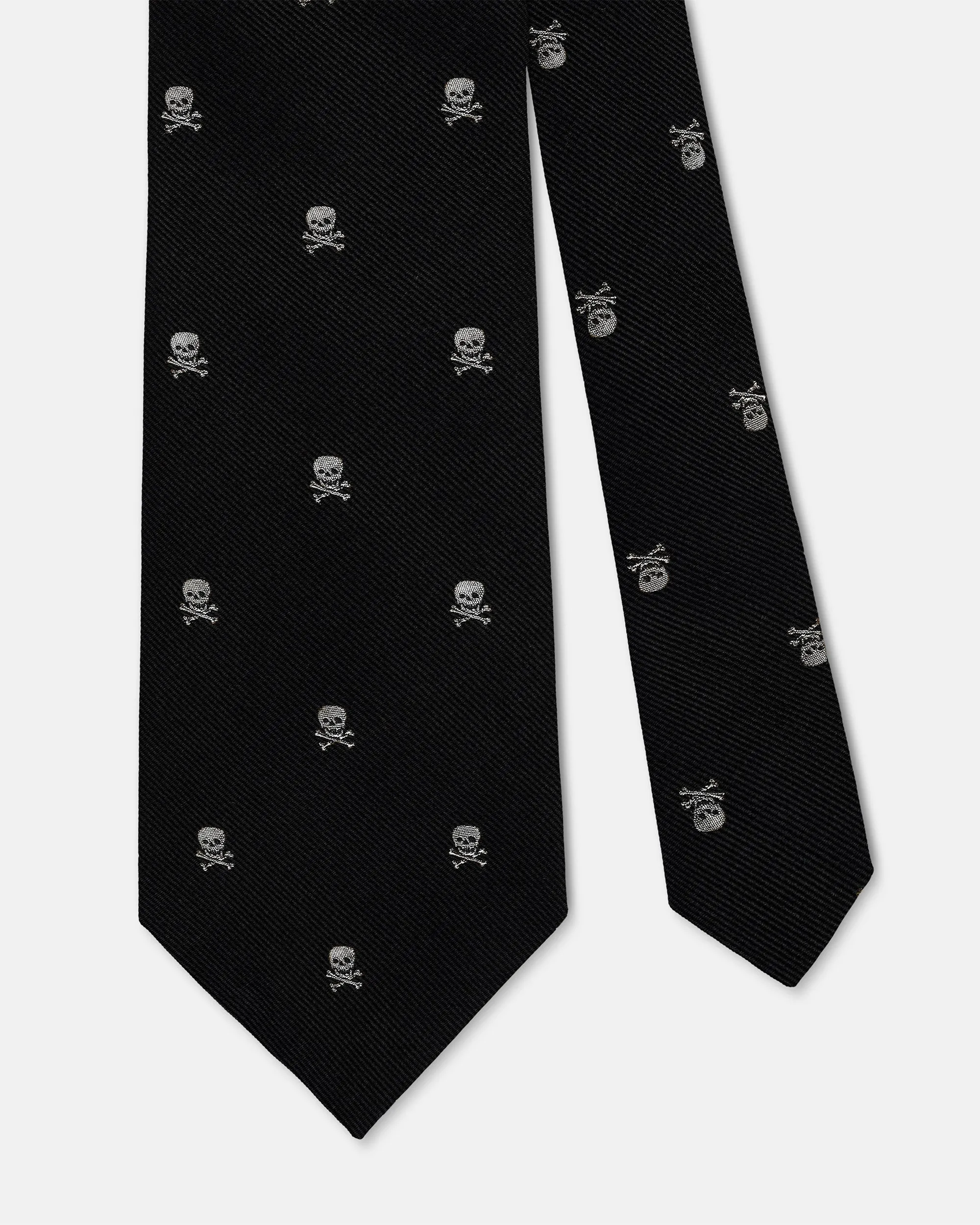 Made-in-USA Black and White Skull & Bones Club Tie sold by J. Press product image thumbnail 2