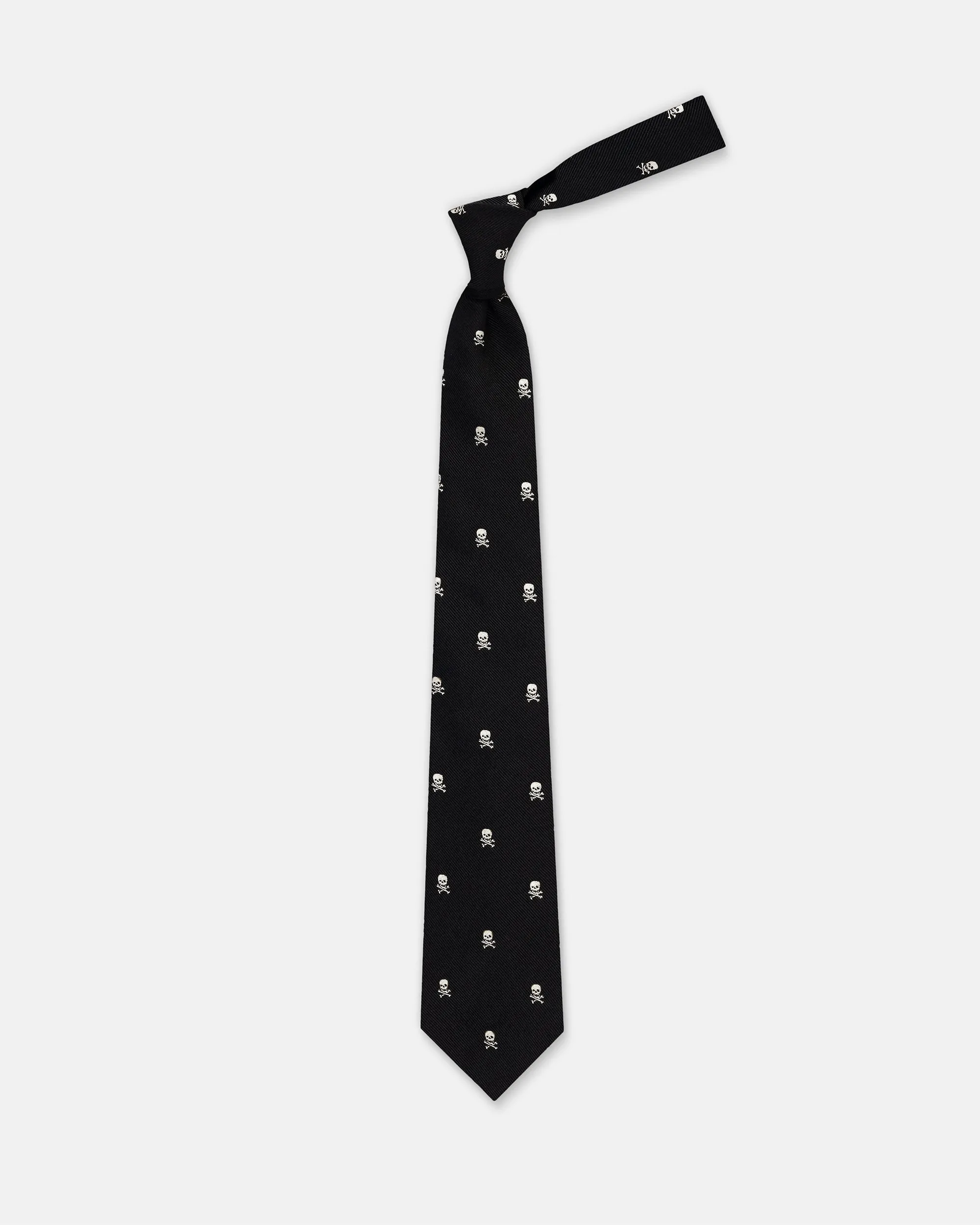 Made-in-USA Black and White Skull & Bones Club Tie sold by J. Press