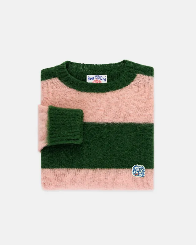 Made-in-Scotland Green & Pink Stripe Shaggy Dog Icon Sweater - Classic Fit sold by J. Press