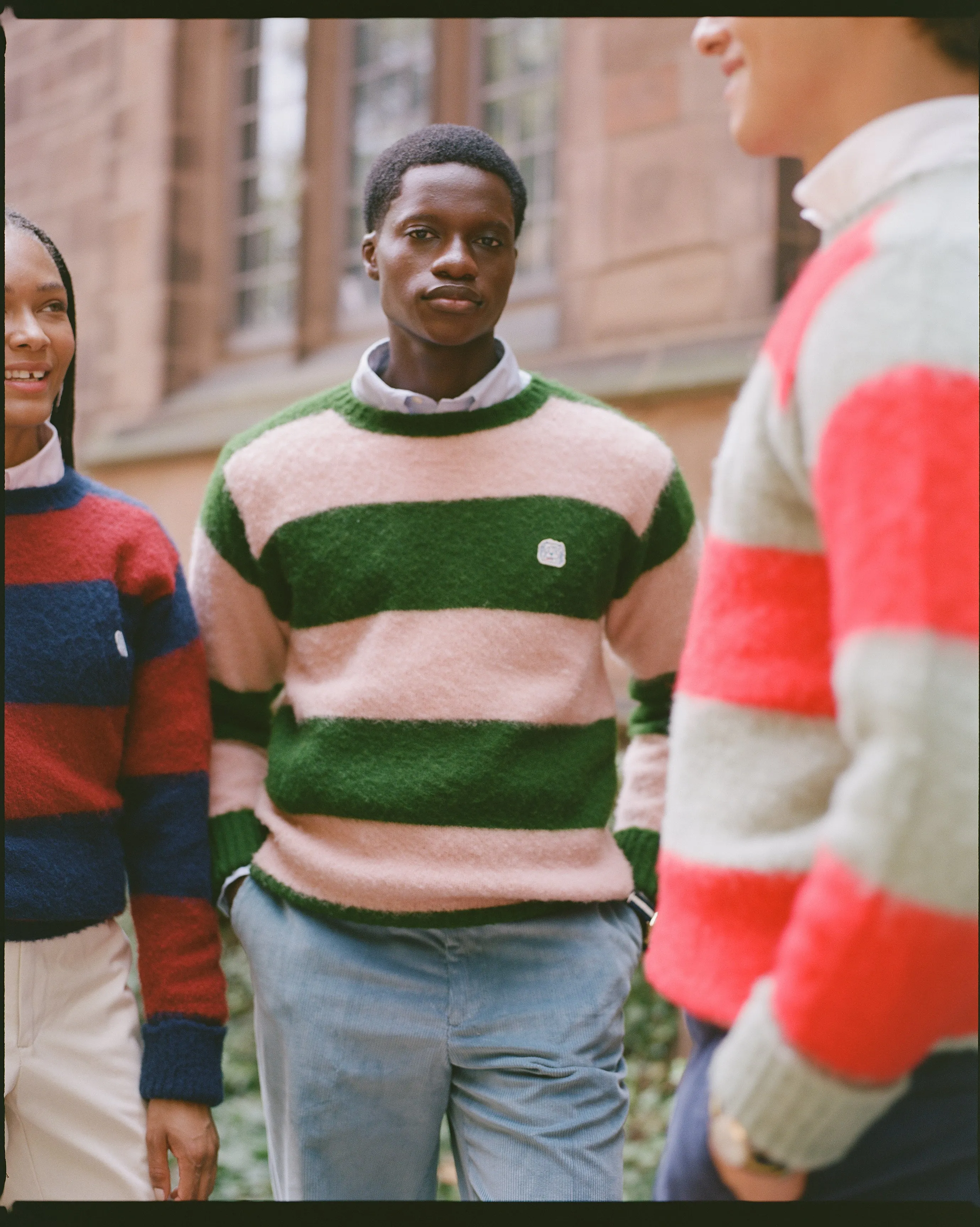 Made-in-Scotland Green & Pink Stripe Shaggy Dog Icon Sweater - Classic Fit sold by J. Press product image thumbnail 3