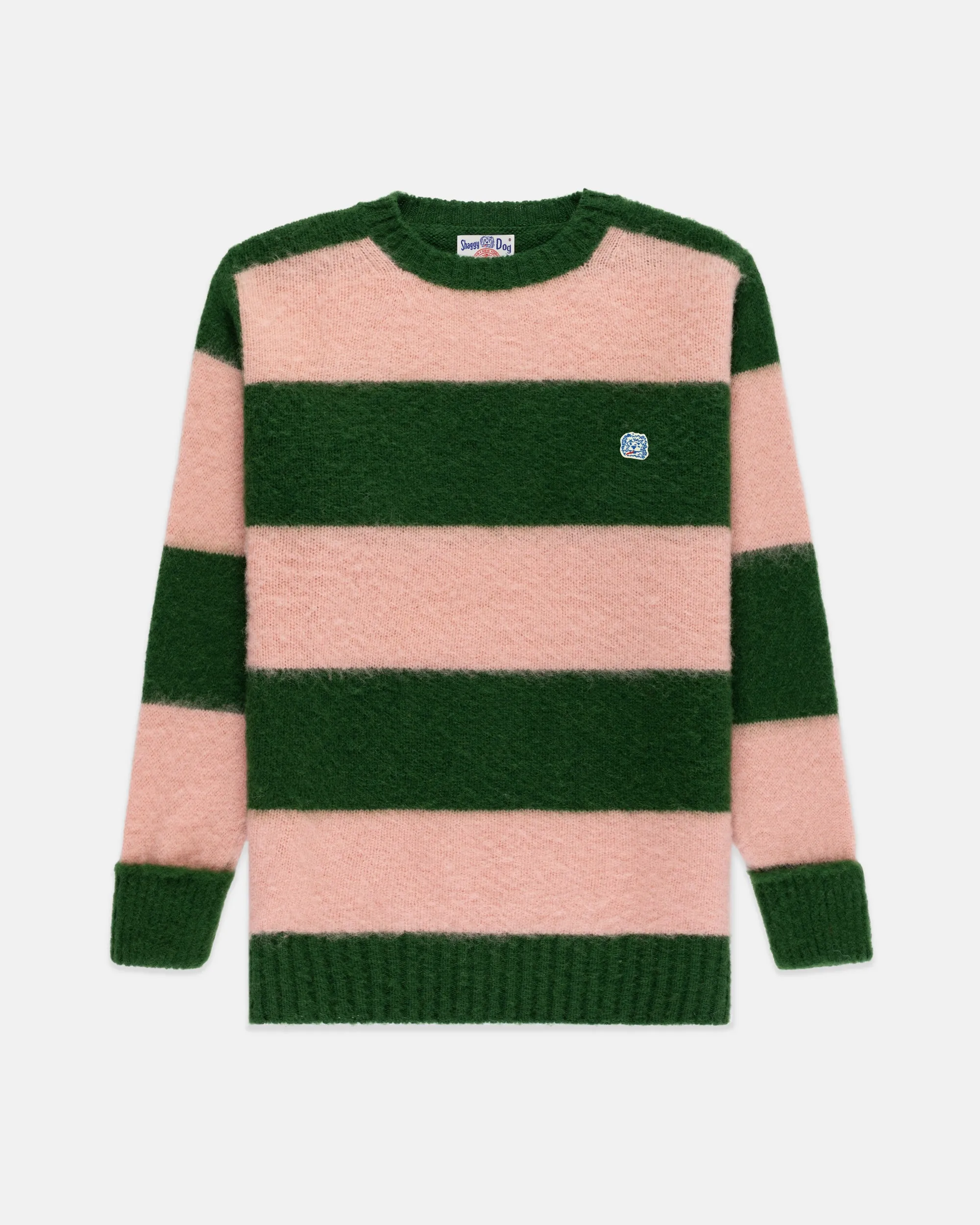 Made-in-Scotland Green & Pink Stripe Shaggy Dog Icon Sweater - Classic Fit sold by J. Press product image thumbnail 2