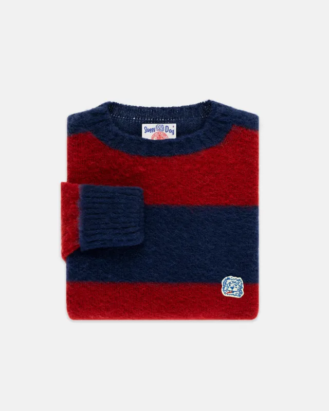 Made-in-Scotland Navy & Dark Red Stripe Shaggy Dog Icon Sweater - Classic Fit sold by J. Press