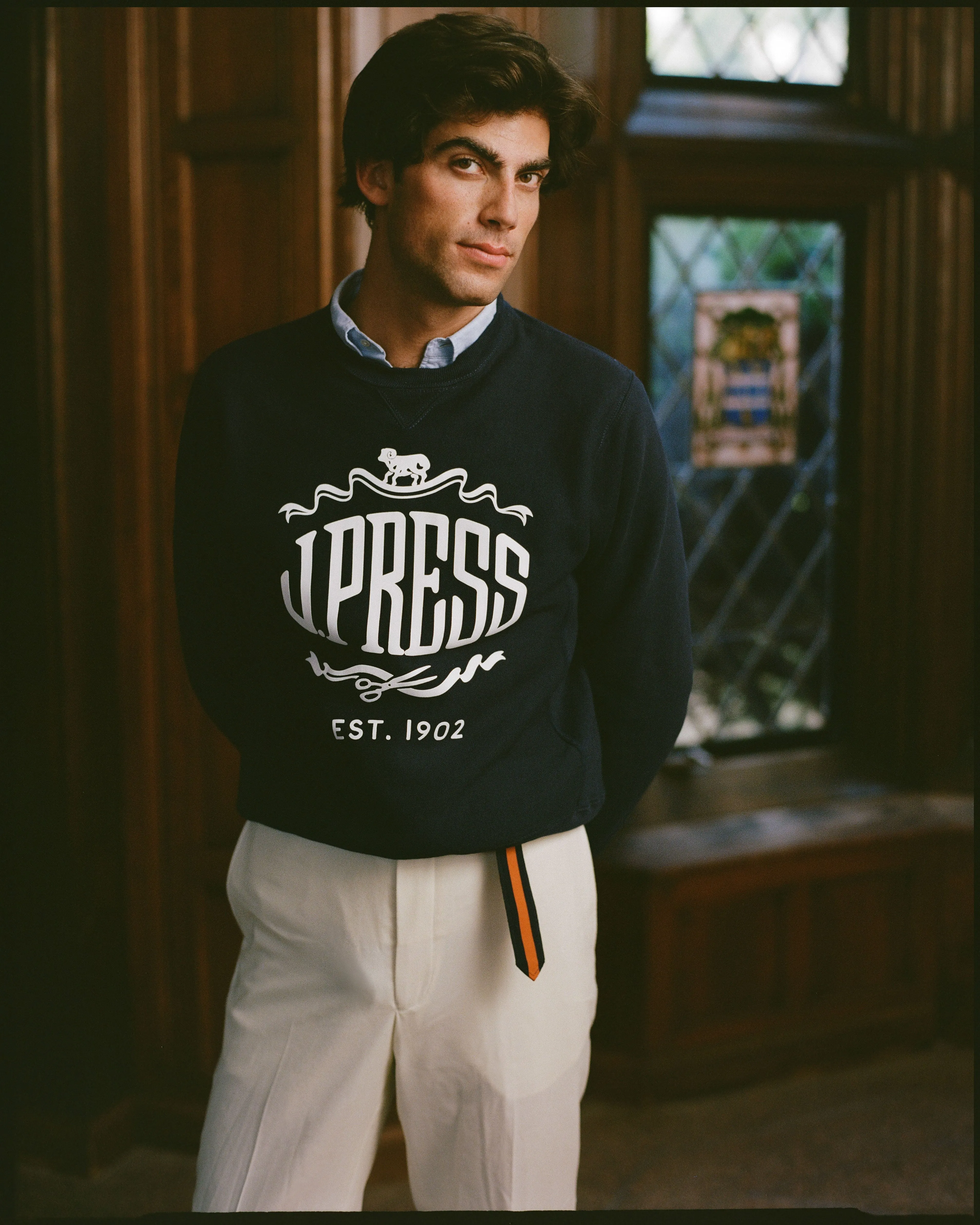 Made-in-USA Navy J. Press "Sheep and Shears" Logo Sweatshirt sold by J. Press product image thumbnail 2