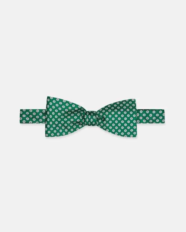 Made-in-England Green Printed Foulard Silk Bow Tie sold by J. Press