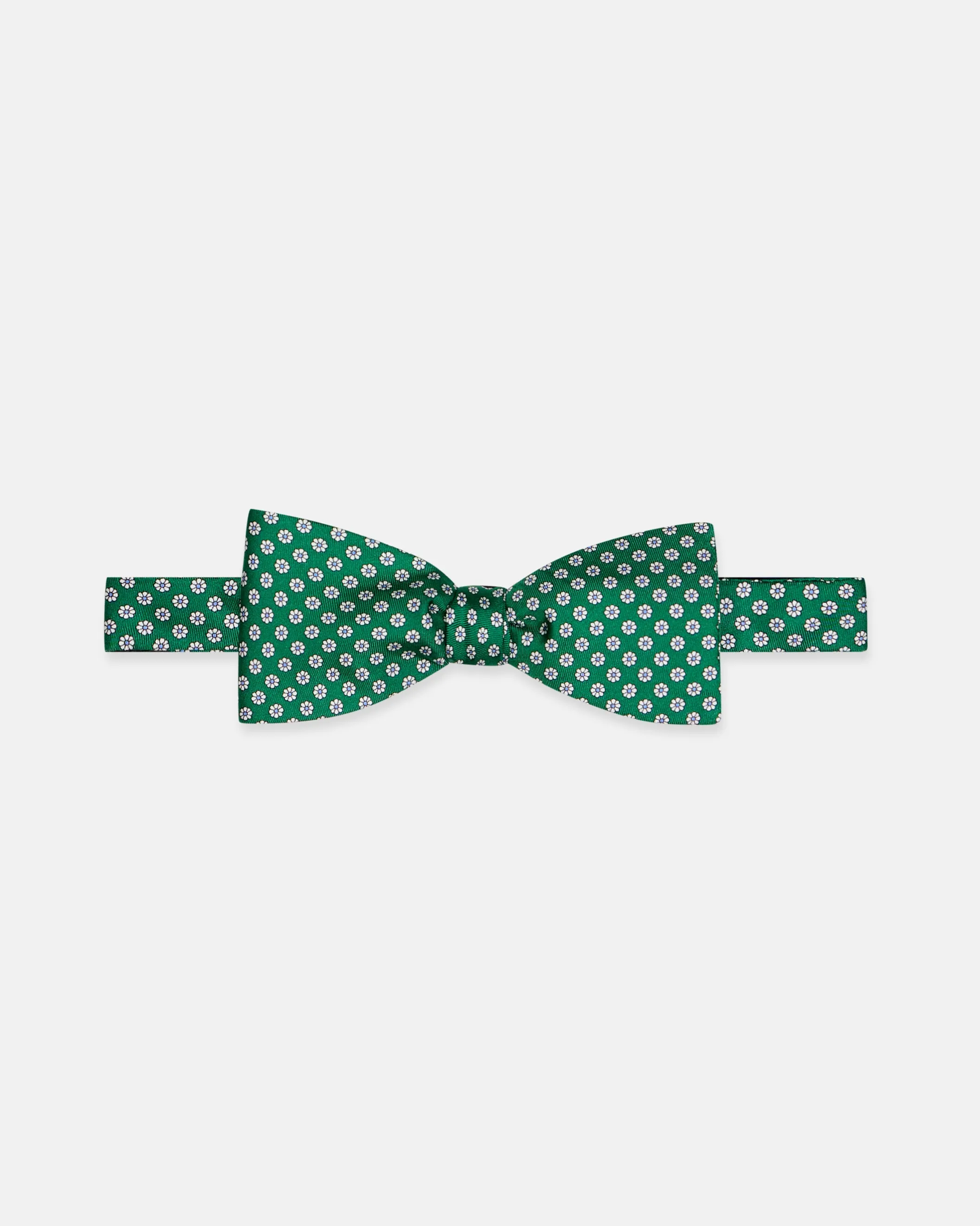Made-in-UK Green Printed Foulard Silk Bow Tie sold by J. Press