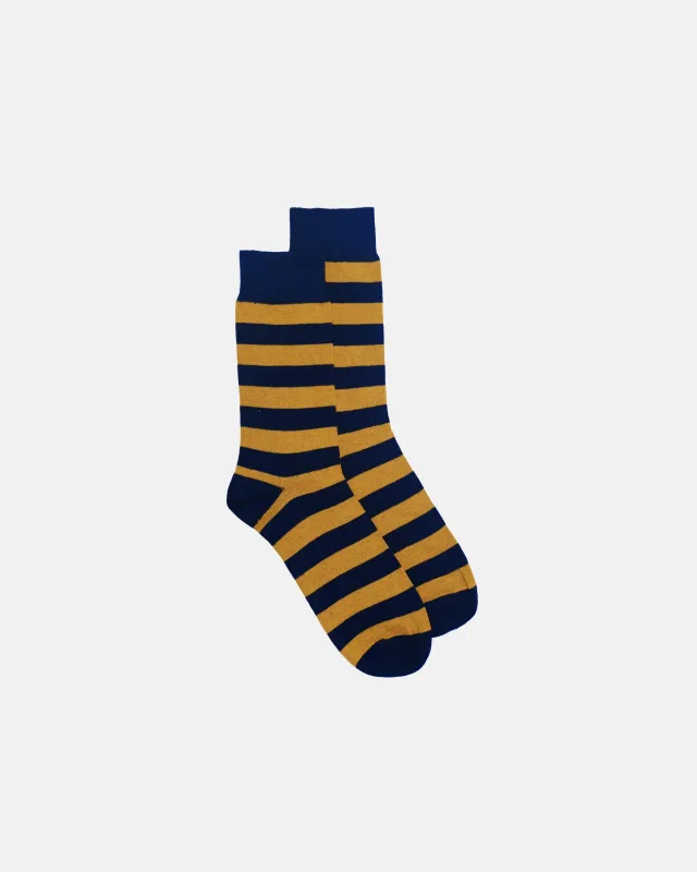 Navy & Yellow Hoop Stripe Cotton Socks sold by J. Press