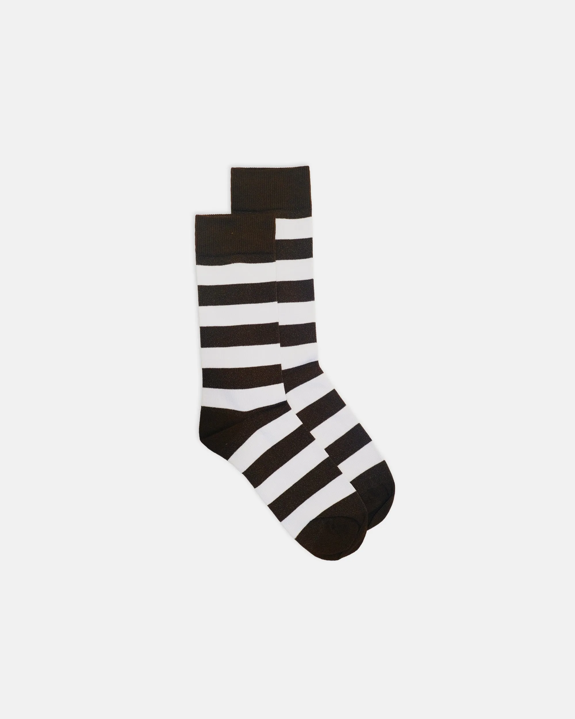 Brown & White Hoop Stripe Cotton Socks sold by J. Press