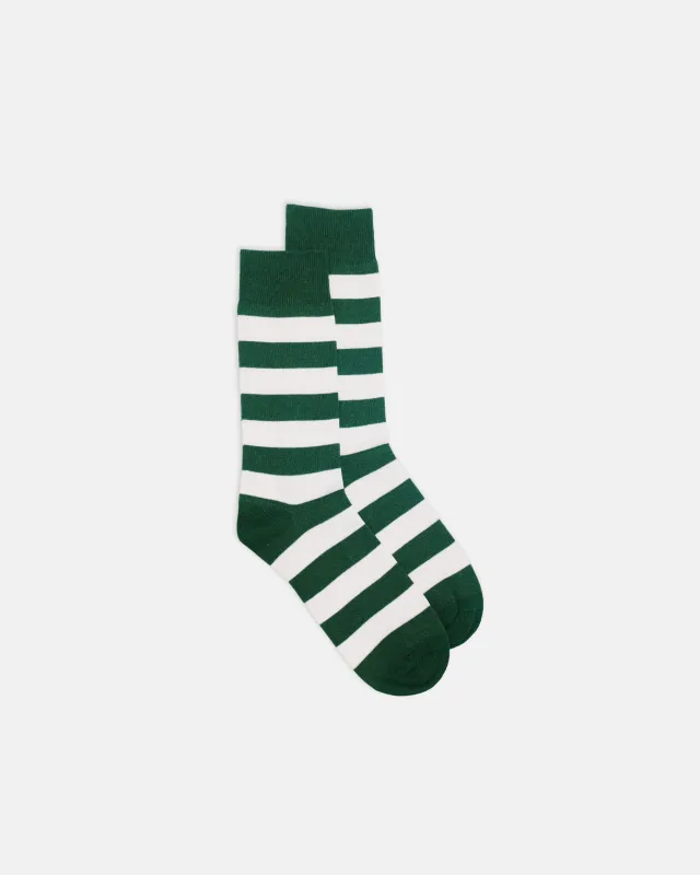 Green & White Hoop Stripe Cotton Socks sold by J. Press