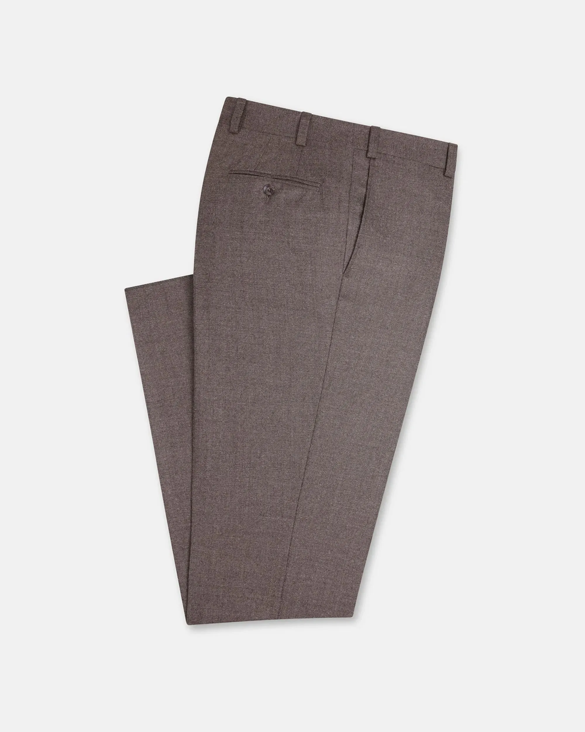 Made-in-Canada Tan Ticweave Wool Trouser sold by J. Press